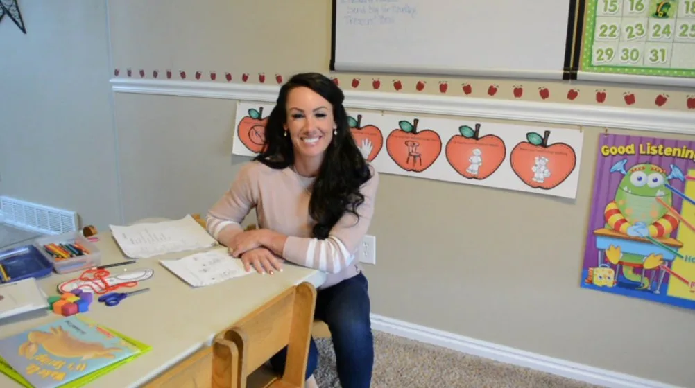 Miss Katie in her preschool classroom